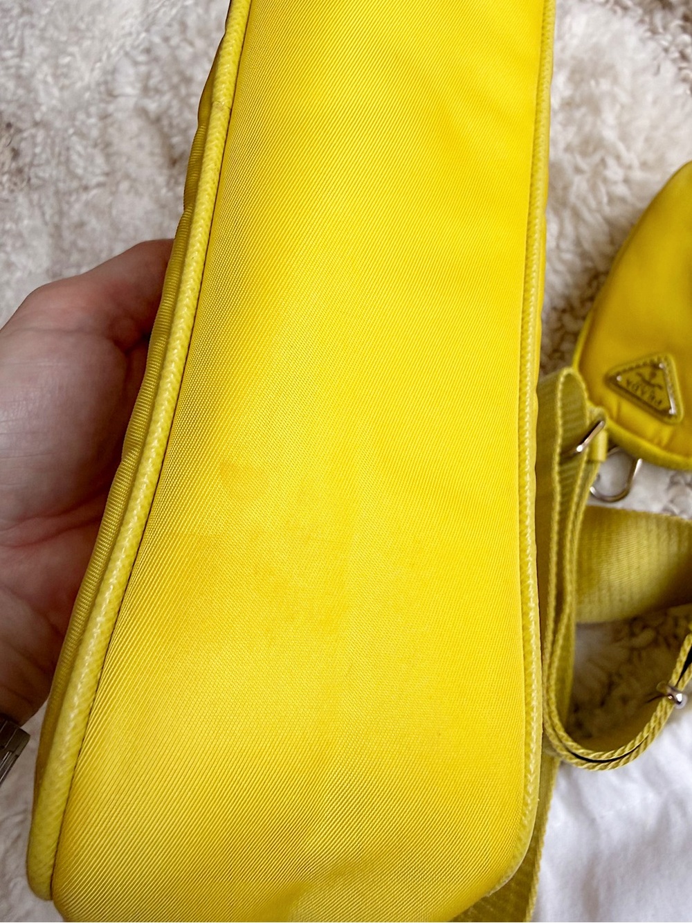 PRADA Re-Edition 2005 yellow Re-Nylon tessuto multi pochette crossbody bag - Picture 7 of 16